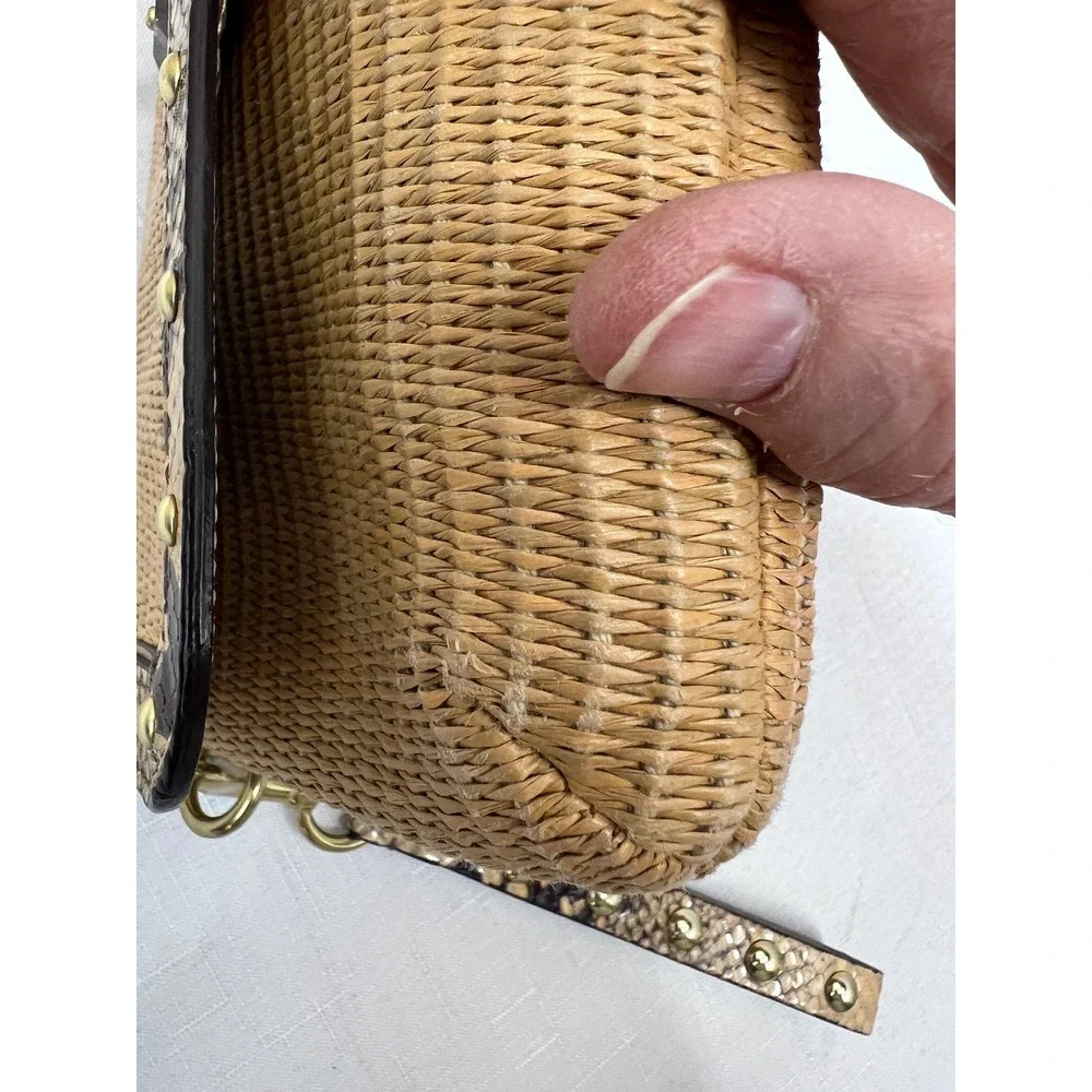 Coach Wristlet Clutch Womens‎ Small Tan Good Straw Snakeskin Studded 45275